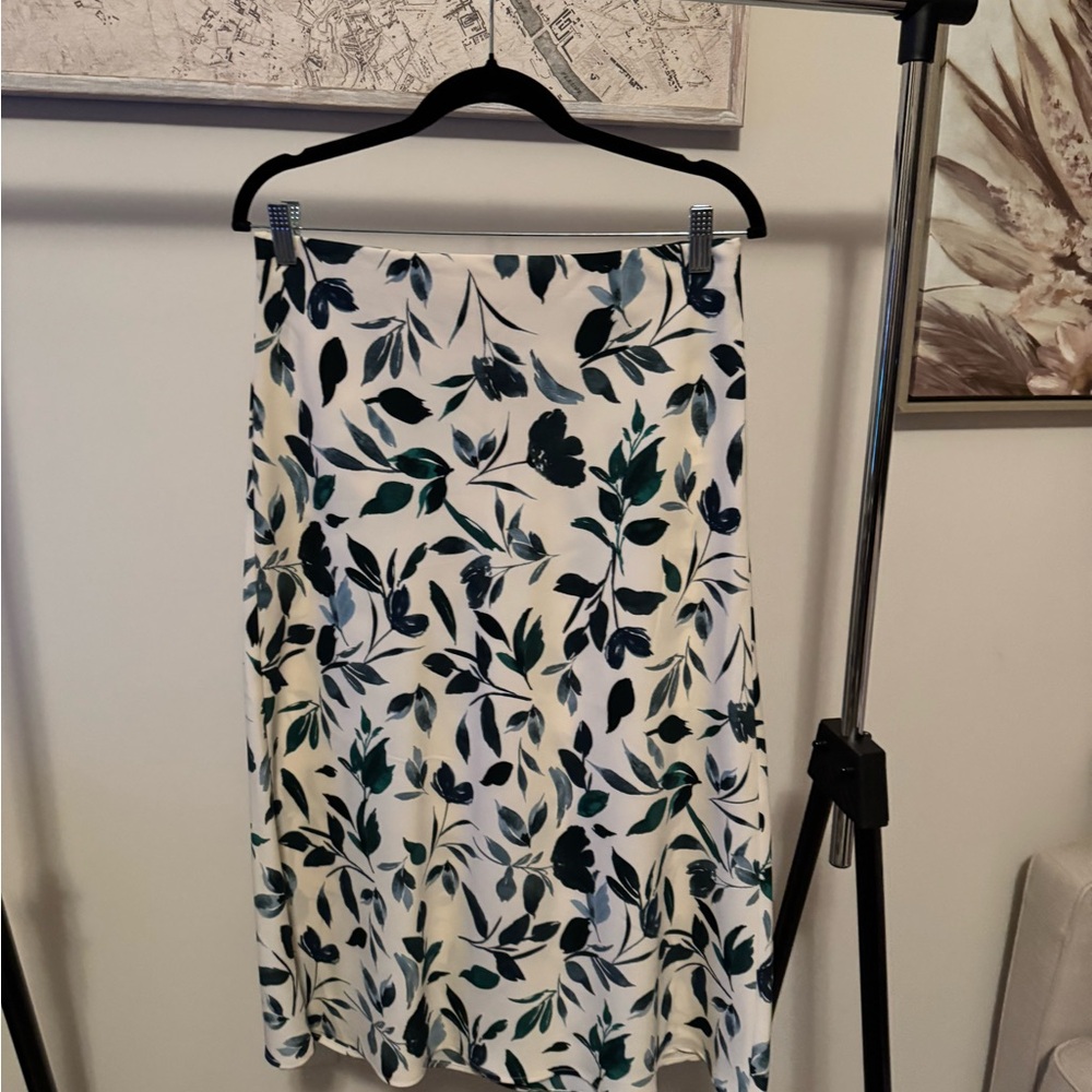 Rachel Zoe Cream Floral Branch Midi Slip Skirt NWT Size 6